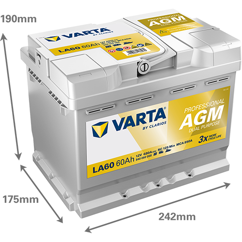 VARTA Professional Dual Purpose AGM batteri 12V 60Ah LA60