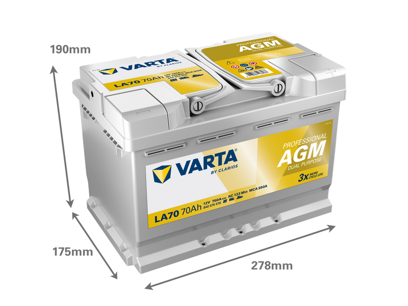 VARTA Professional Dual Purpose AGM batteri 12V 70Ah LA70-2