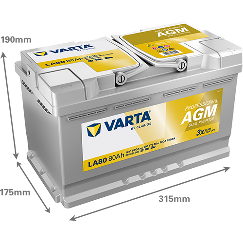 VARTA Professional Dual Purpose AGM batteri 12V 80Ah LA80