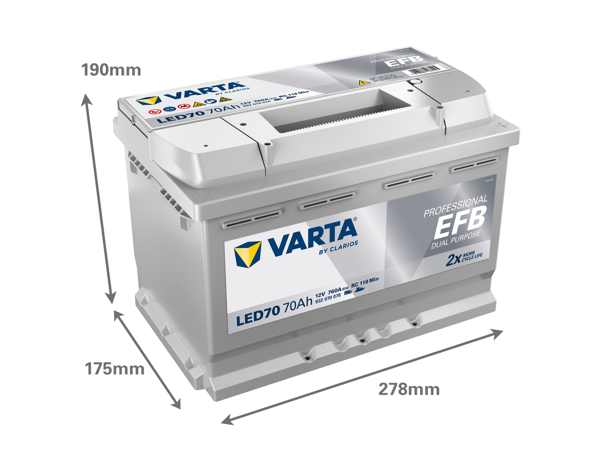VARTA Professional Dual Purpose EFB batteri 12V 70Ah LED70