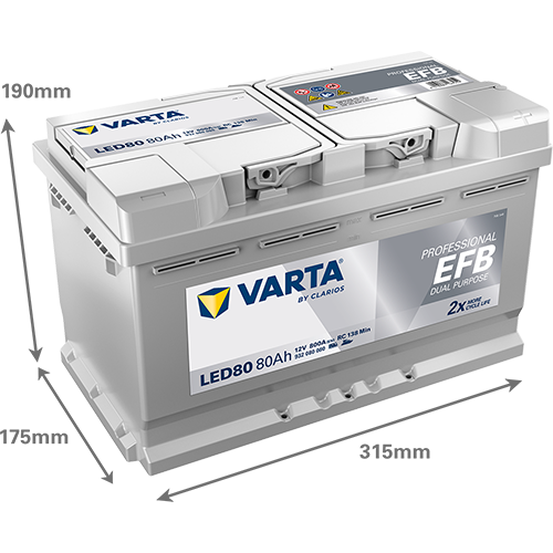 VARTA Professional Dual Purpose EFB batteri 12V 80Ah LED80-2