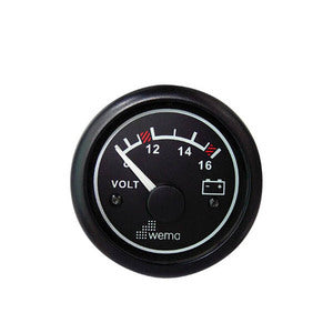 Wema Voltmeter 8-16 Volt DC Sort