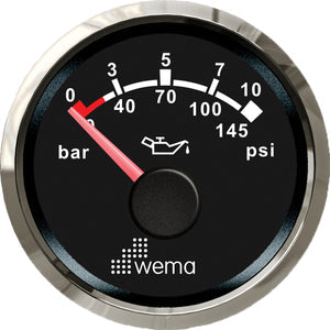Wema Olie tryk instrument 10 bar NMEA2000 Sort RF-1