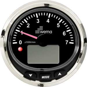 Wema Omdrejningstæller 7000 omdr NMEA2000 Sort RF-1