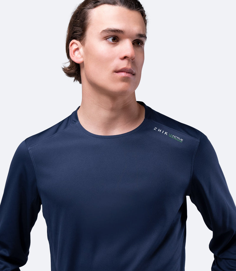 Mens UVActive Long Sleeve Top - Navy-3