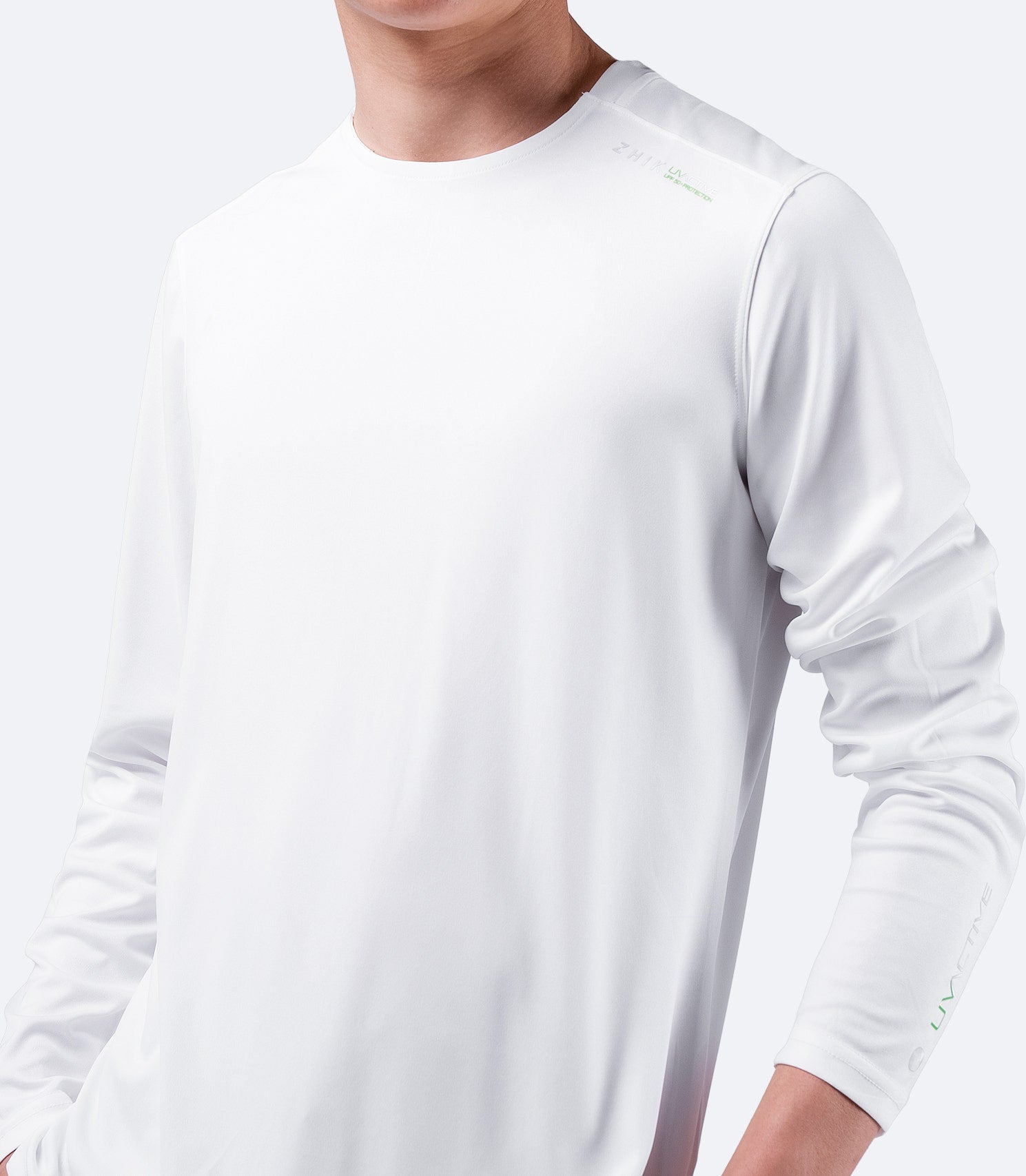 Mens UVActive Long Sleeve Top - White-3