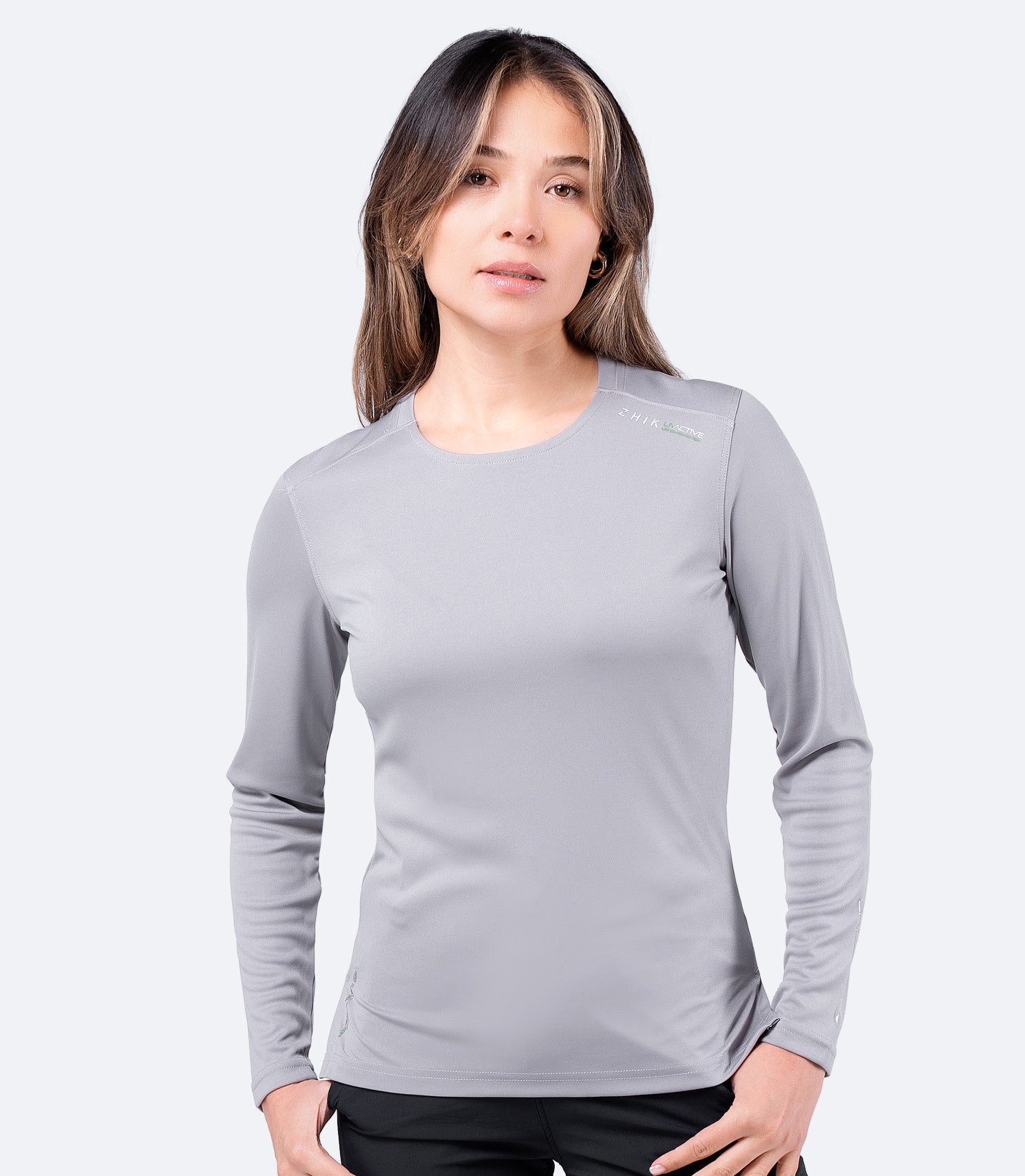 Womens UVActive Long Sleeve Top - Grey-6