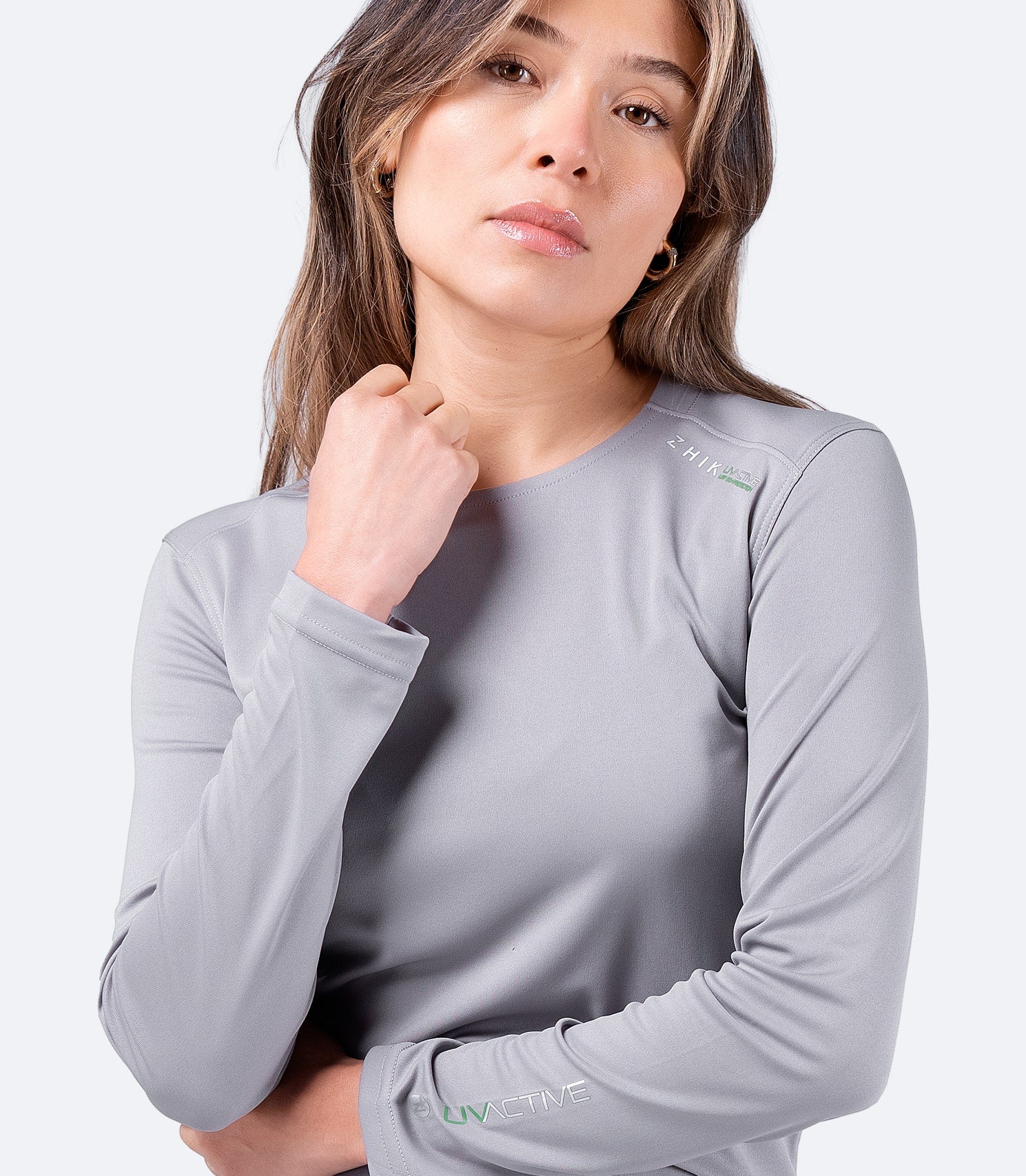 Womens UVActive Long Sleeve Top - Grey-3