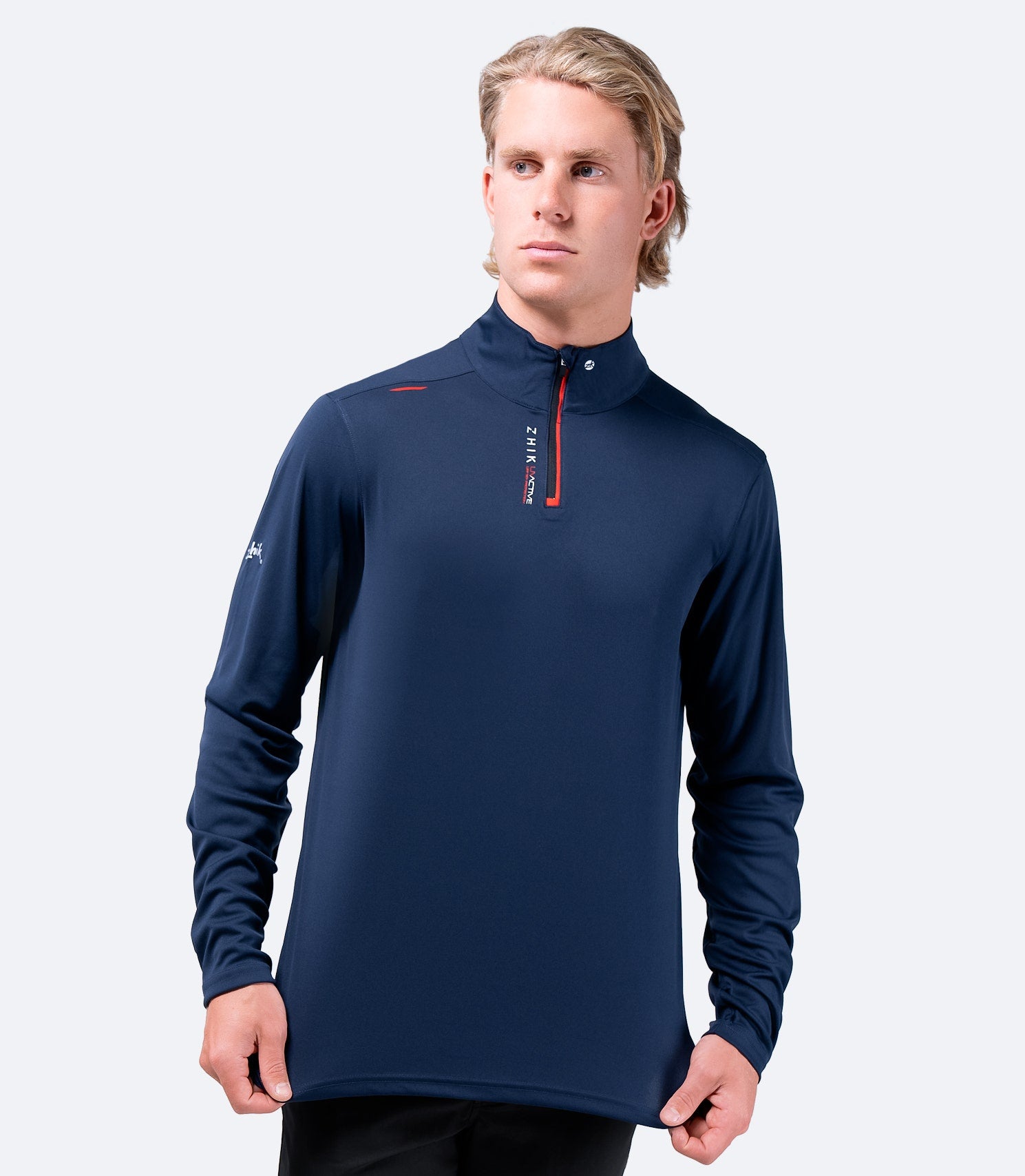 Mens UVActive High Collar 1/4 Zip Top - Navy-1