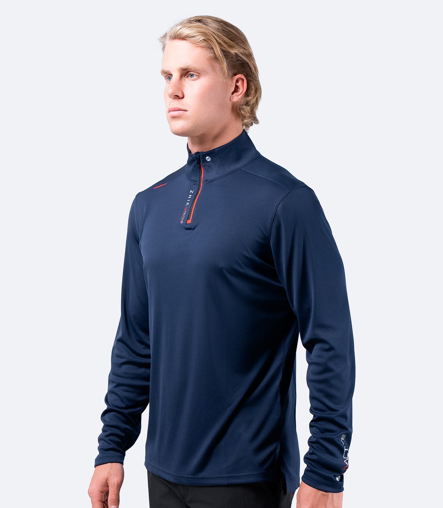 Mens UVActive High Collar 1/4 Zip Top - Navy-3