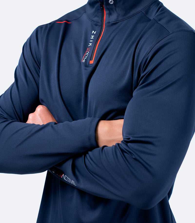 Mens UVActive High Collar 1/4 Zip Top - Navy-4