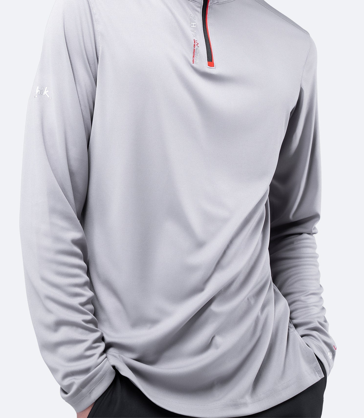 Mens UVActive High Collar 1/4 Zip Top - Grey-4