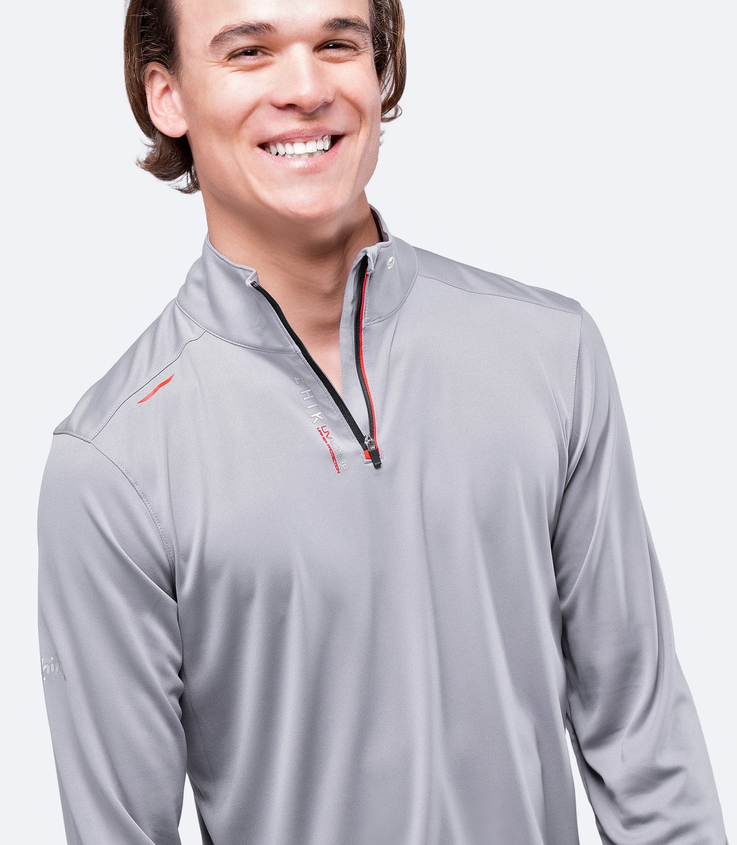 Mens UVActive High Collar 1/4 Zip Top - Grey-1