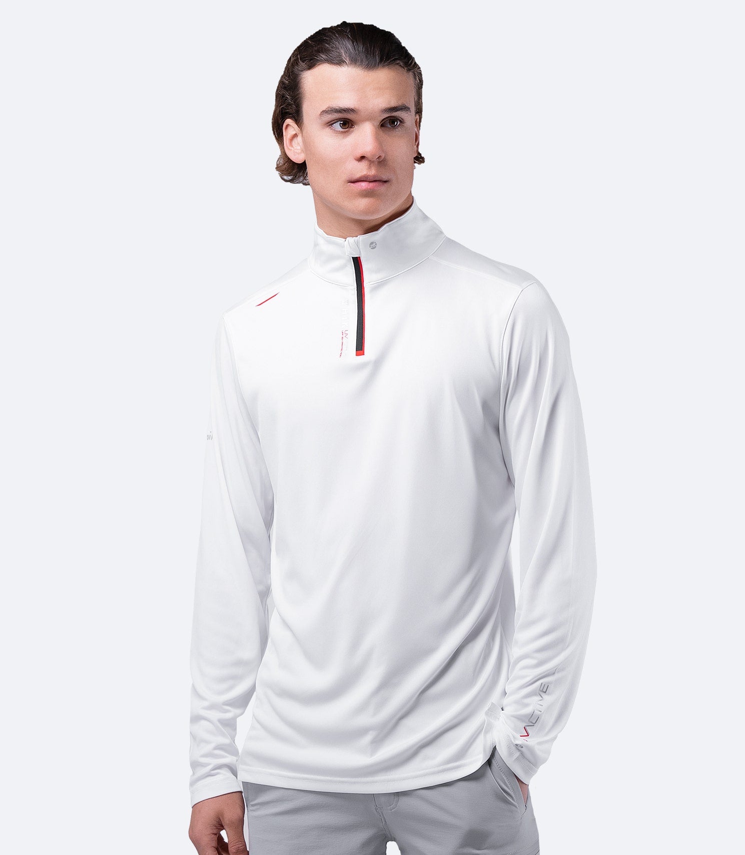 Mens UVActive High Collar 1/4 Zip Top - White-1
