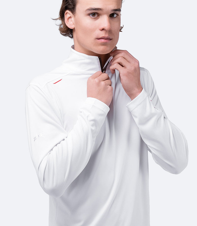 Mens UVActive High Collar 1/4 Zip Top - White-3