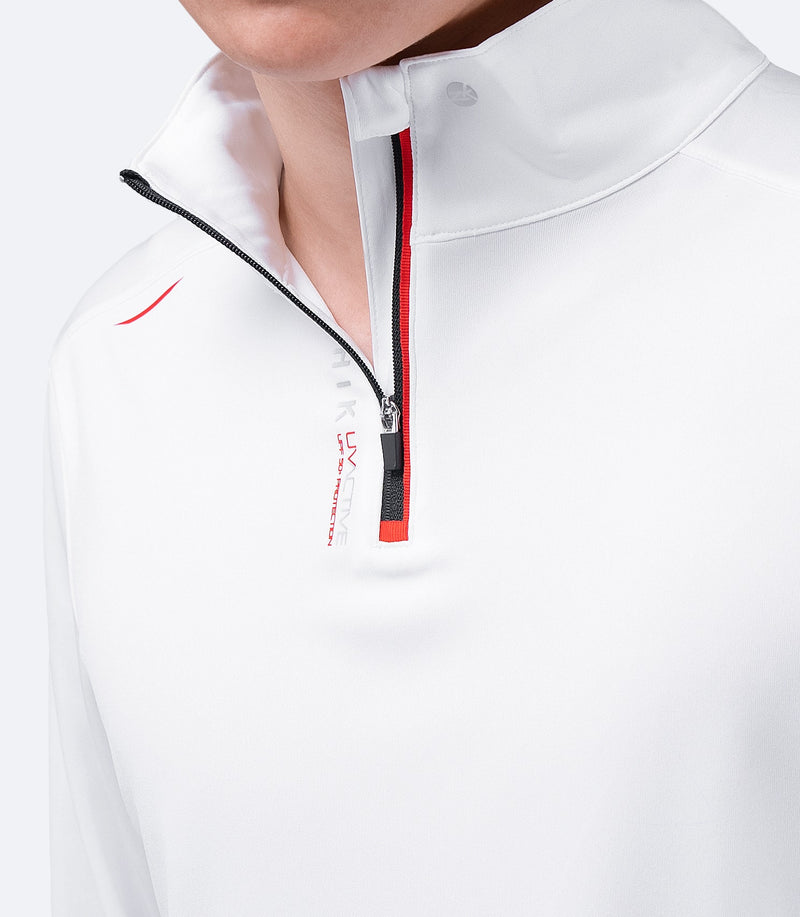 Mens UVActive High Collar 1/4 Zip Top - White-4