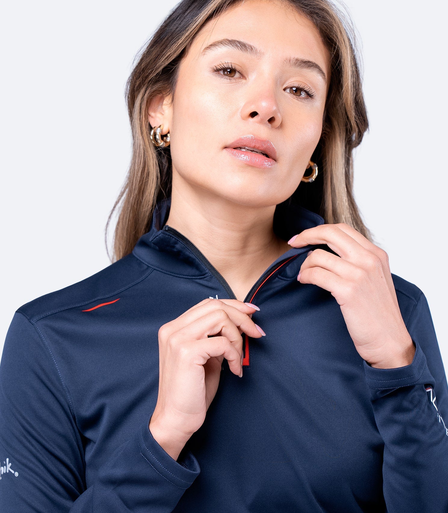 Womens UVActive High Collar 1/4 Zip Top - Navy-3