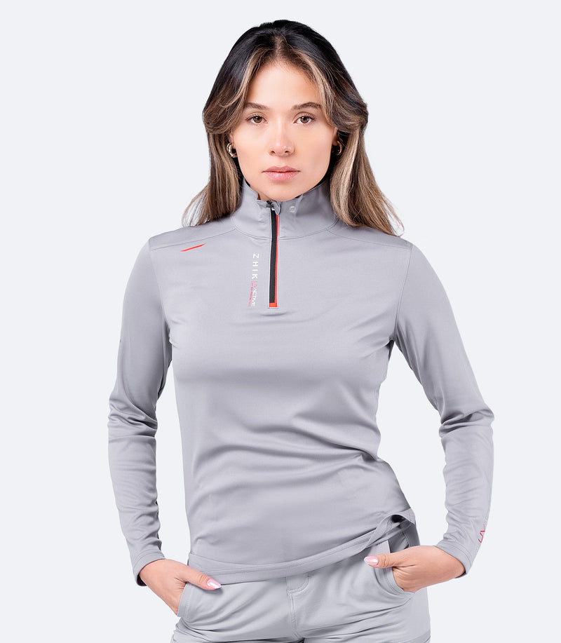 Womens UVActive High Collar 1/4 Zip Top - Grey-1
