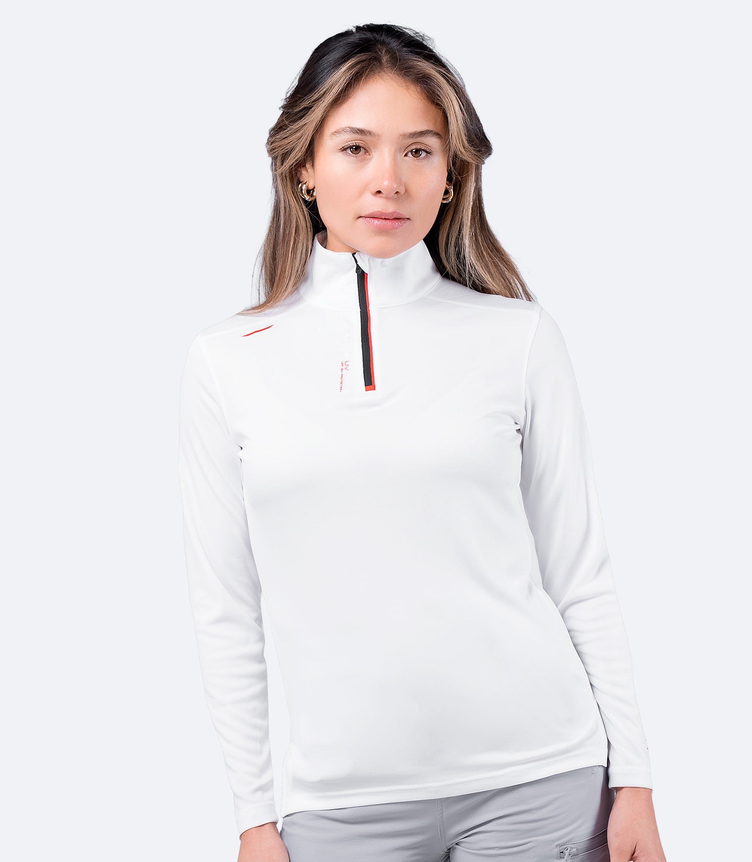 Womens UVActive High Collar 1/4 Zip Top - White-3