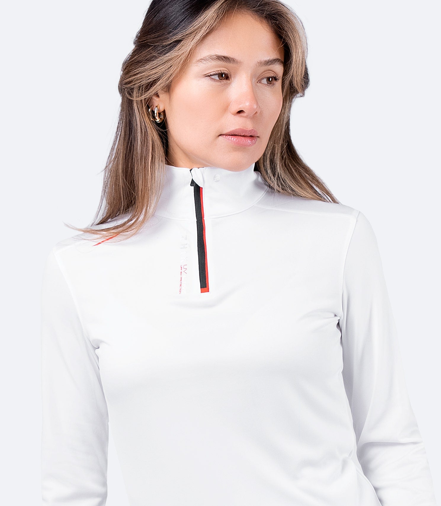 Womens UVActive High Collar 1/4 Zip Top - White-5