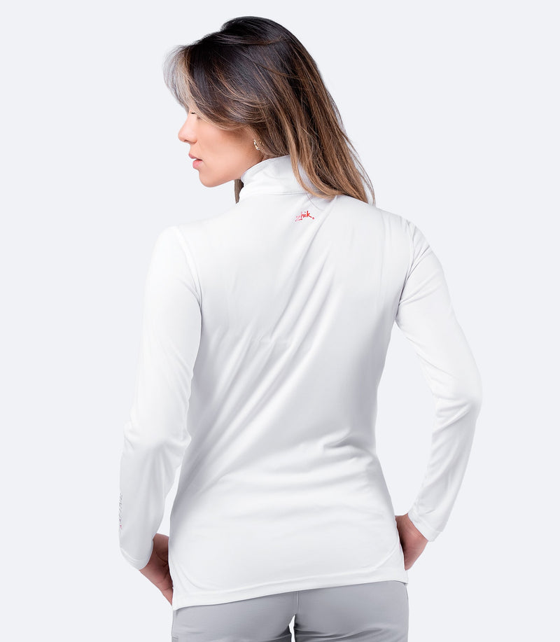 Womens UVActive High Collar 1/4 Zip Top - White-2