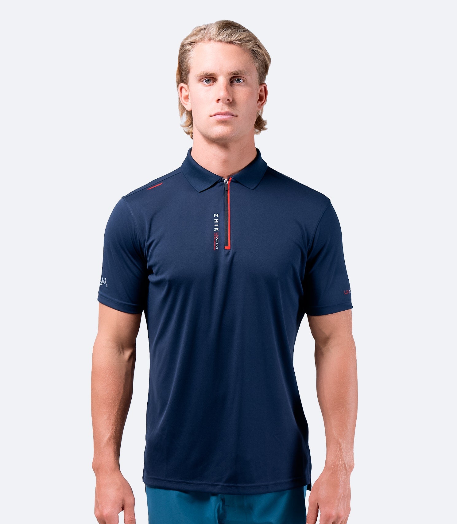 Mens UVActive Zip Sports Polo - Navy-2