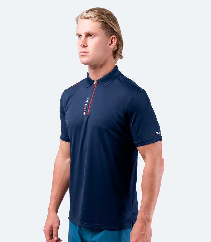 Mens UVActive Zip Sports Polo - Navy-5