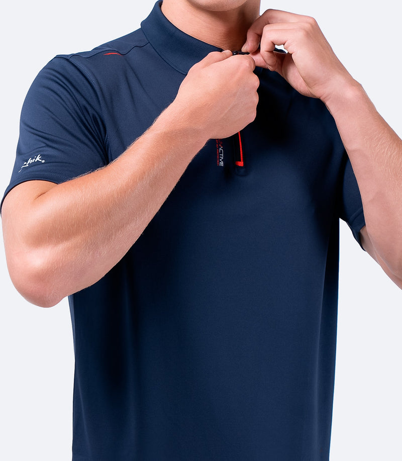 Mens UVActive Zip Sports Polo - Navy-4
