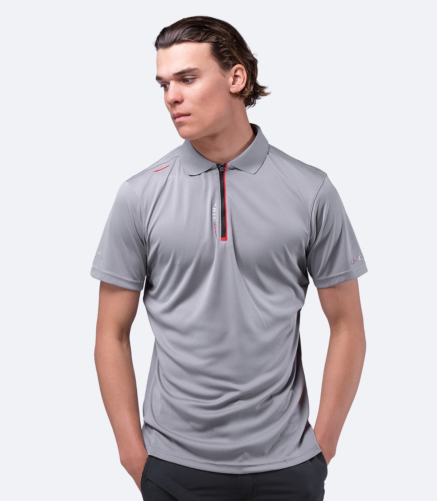 Mens UVActive Zip Sports Polo - Grey