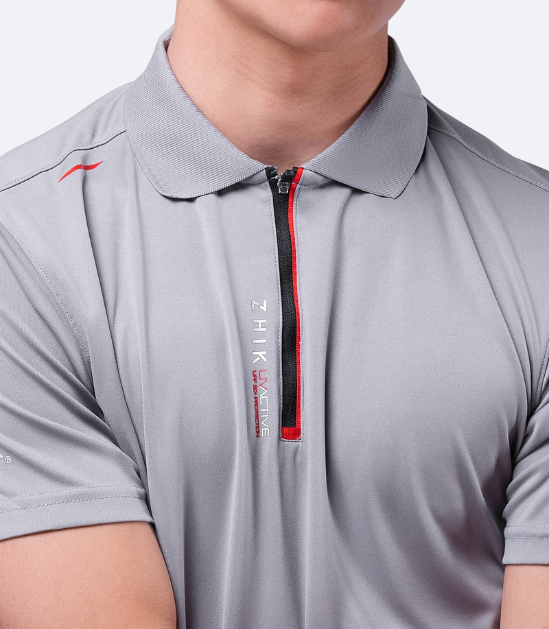Mens UVActive Zip Sports Polo - Grey-5