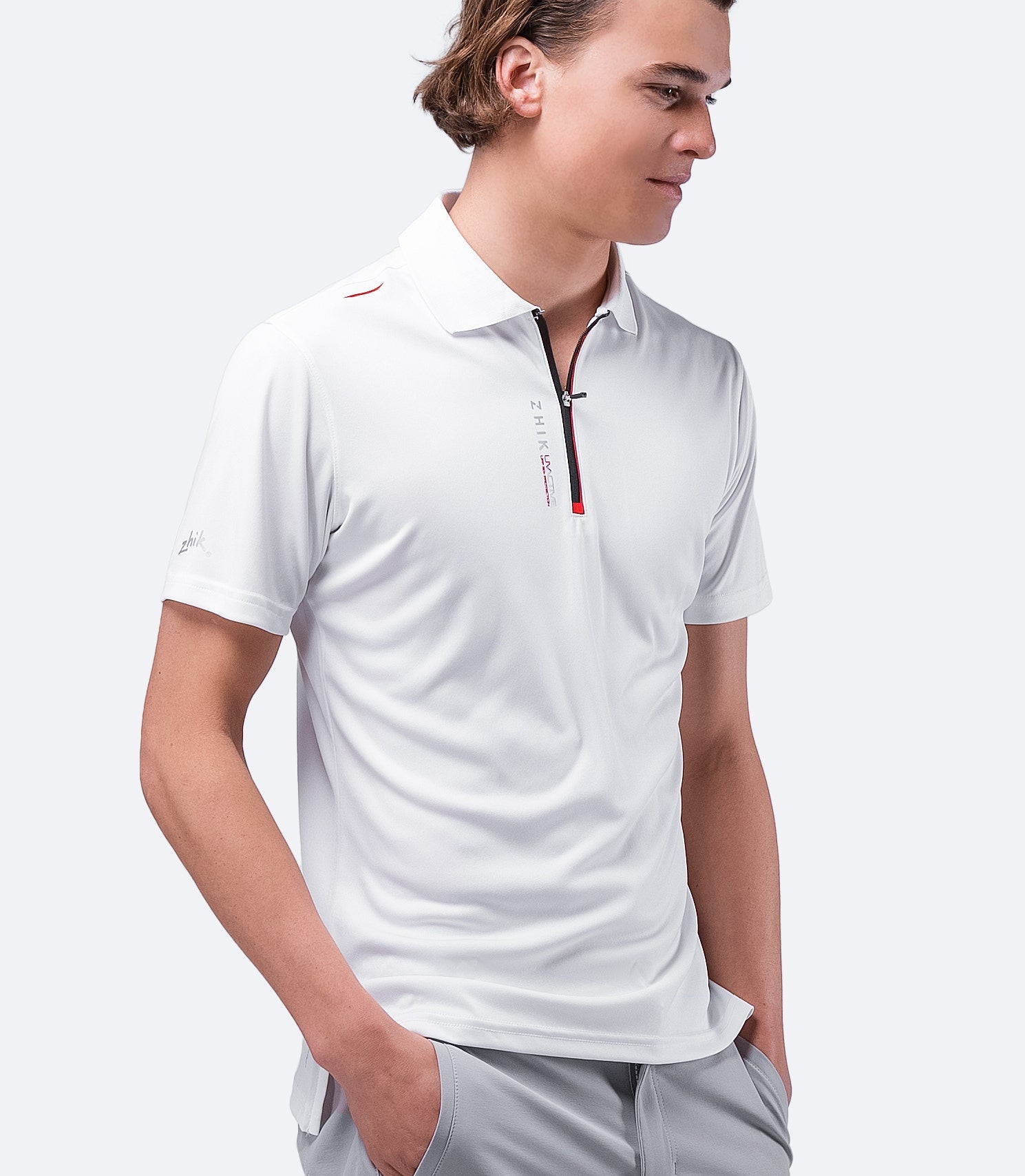 Mens UVActive Zip Sports Polo - White-5
