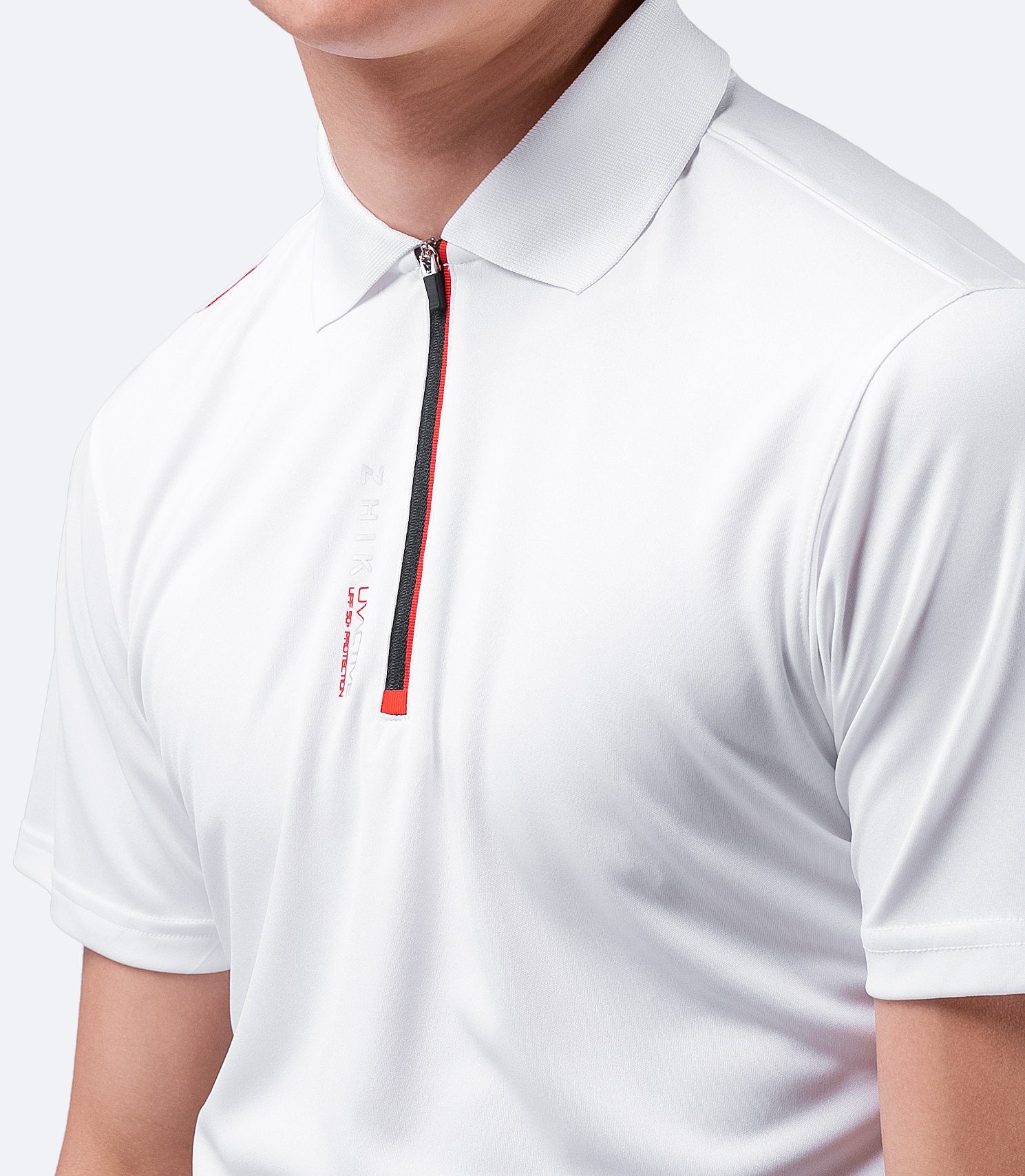 Mens UVActive Zip Sports Polo - White-4