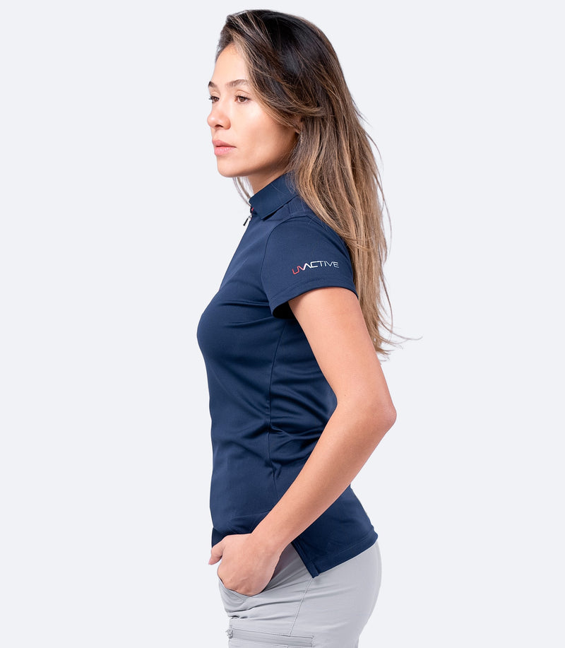 Womens UVActive Zip Sports Polo - Navy-4