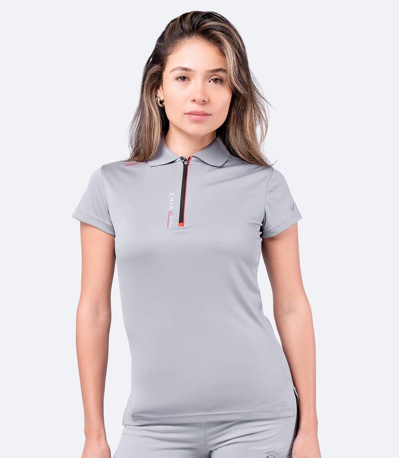 Womens UVActive Zip Sports Polo - Grey-1