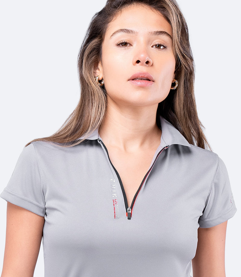 Womens UVActive Zip Sports Polo - Grey-5