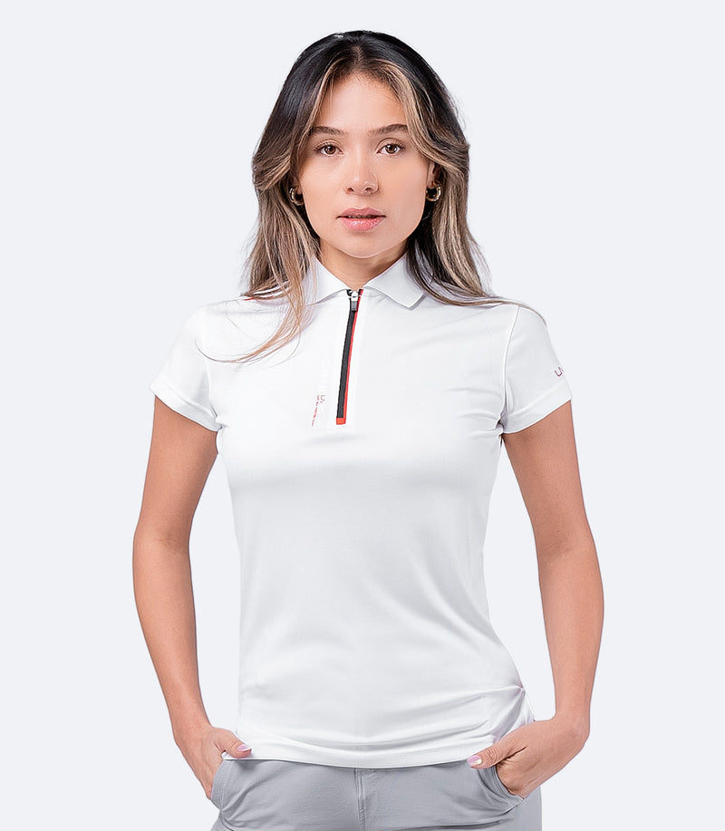 Womens UVActive Zip Sports Polo - White-1