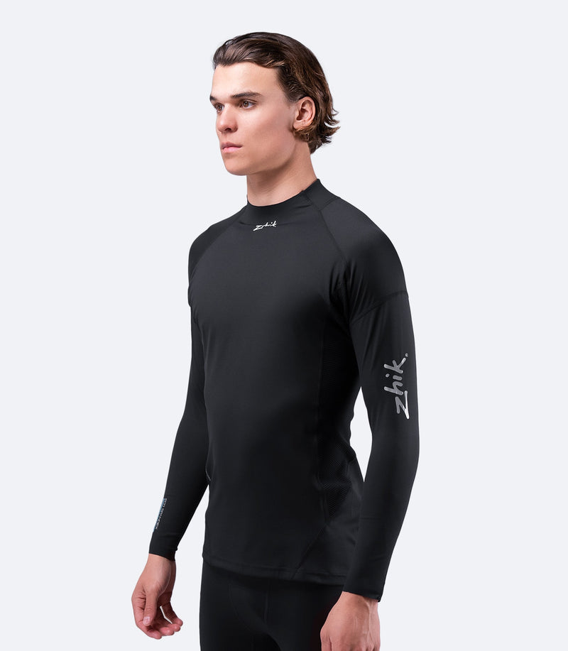 Mens Black Eco Spandex Long Sleeve Top-1