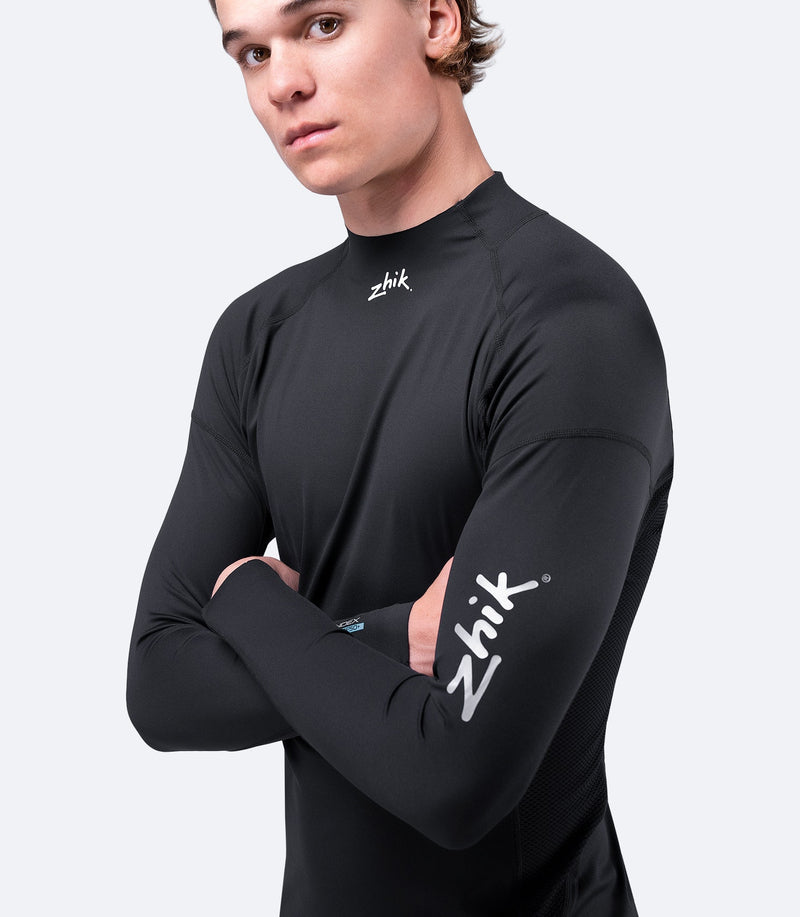 Mens Black Eco Spandex Long Sleeve Top-4