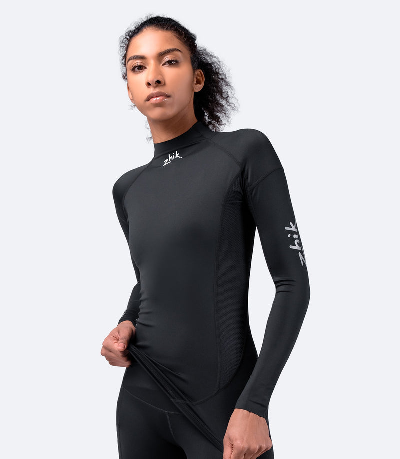 Womens Black Eco Spandex Long Sleeve Top-1