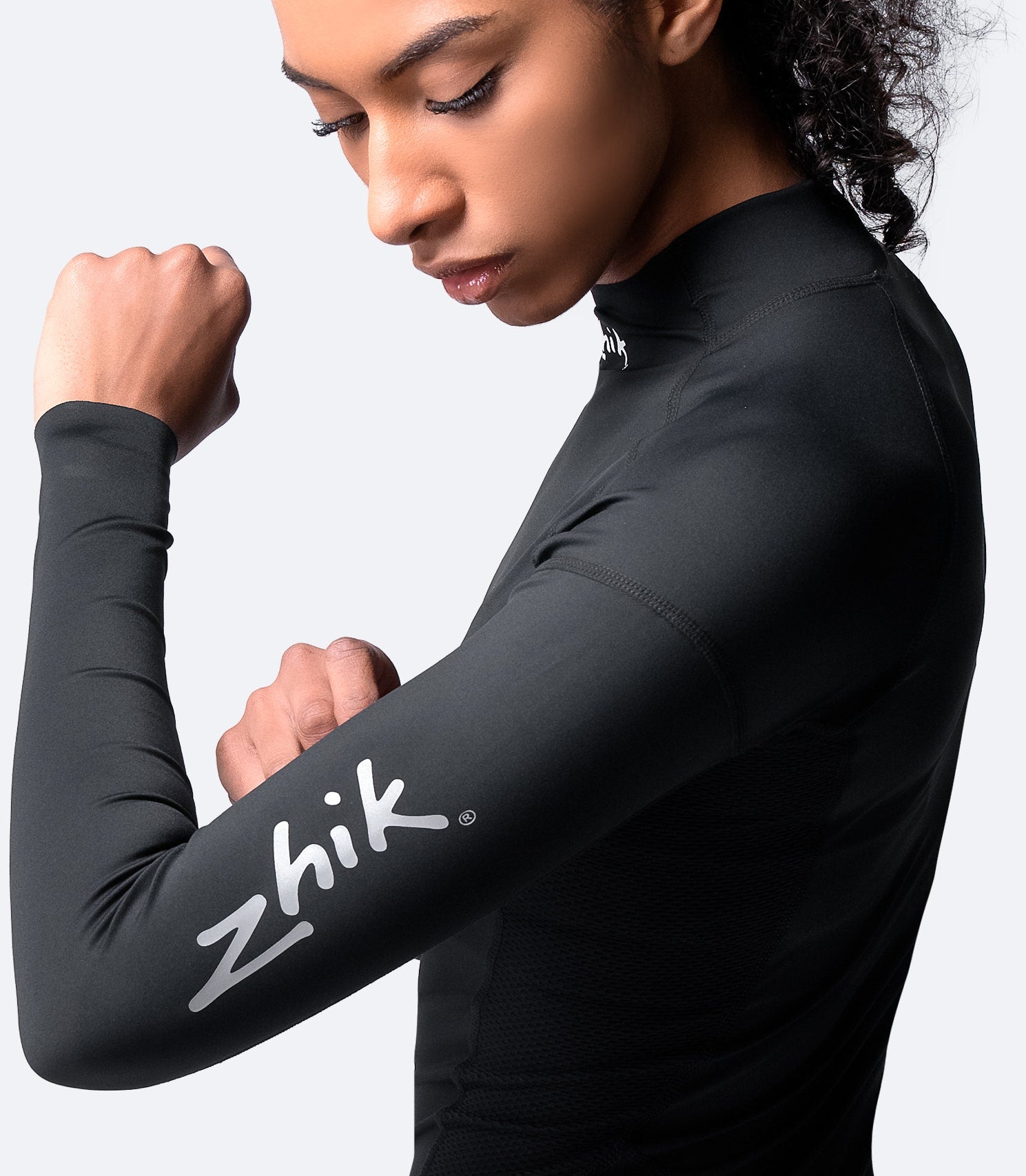 Womens Black Eco Spandex Long Sleeve Top