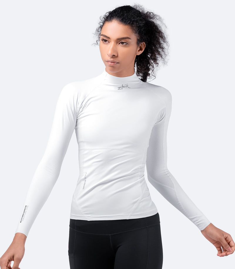Womens White Eco Spandex Long Sleeve Top-2
