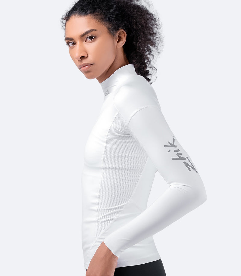 Womens White Eco Spandex Long Sleeve Top-1