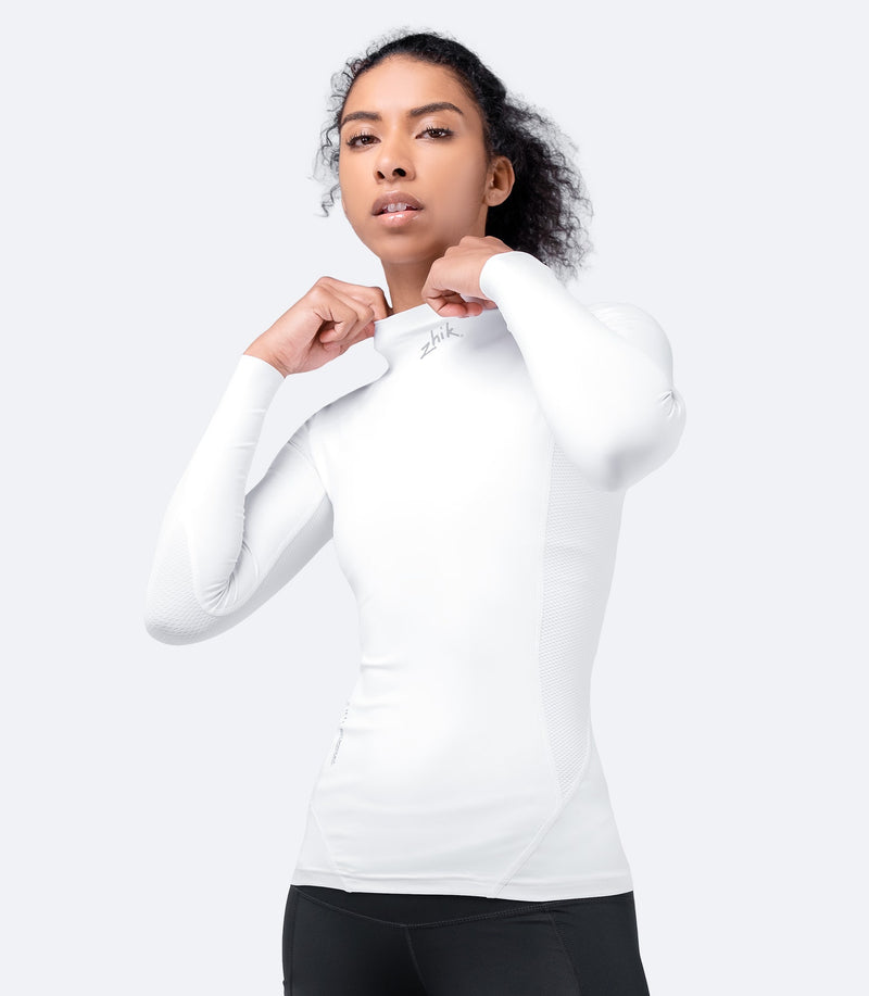 Womens White Eco Spandex Long Sleeve Top-4