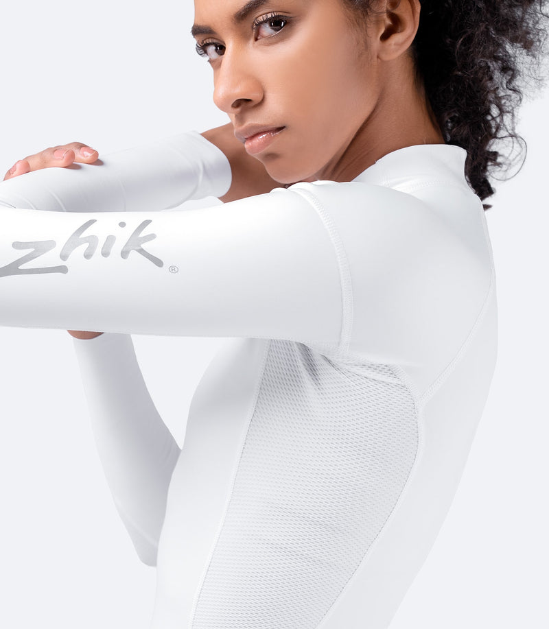 Womens White Eco Spandex Long Sleeve Top-5