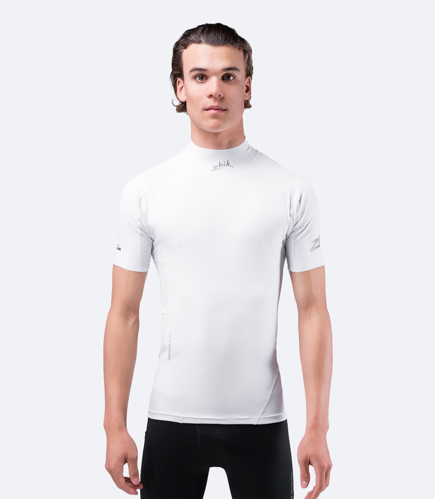 Mens White Eco Spandex Short Sleeve Top-2