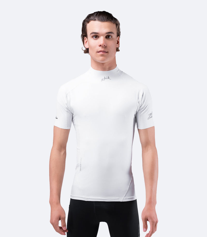 Mens White Eco Spandex Short Sleeve Top-2