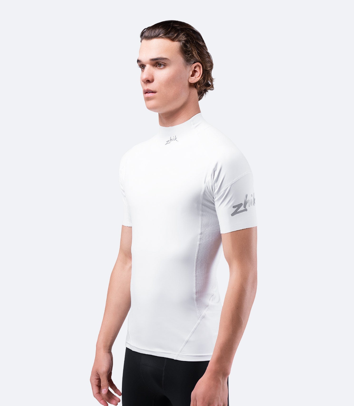 Mens White Eco Spandex Short Sleeve Top-4
