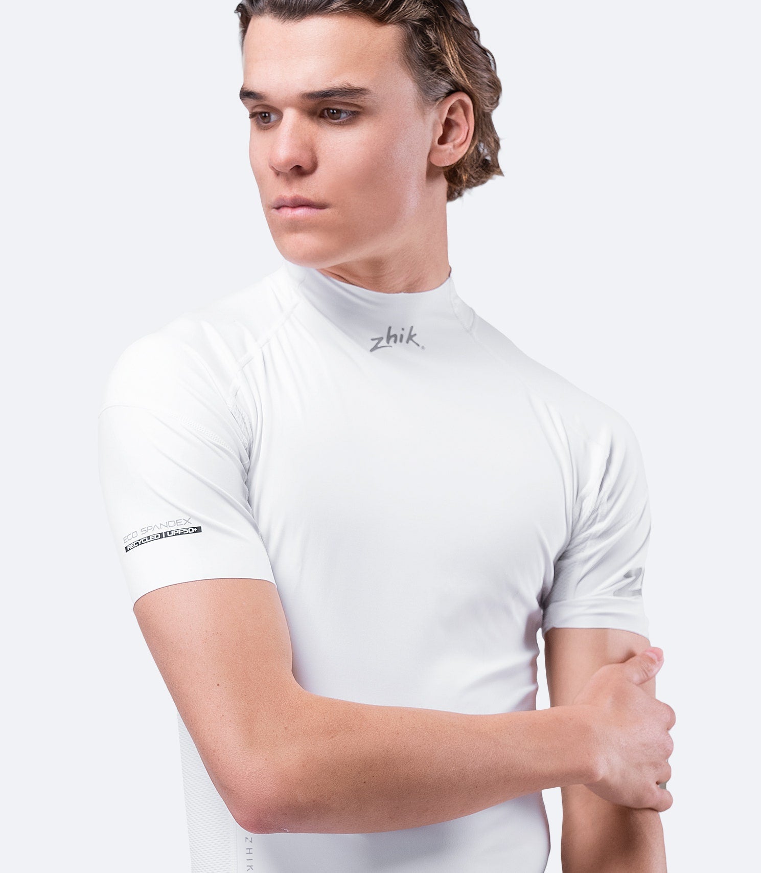 Mens White Eco Spandex Short Sleeve Top-1