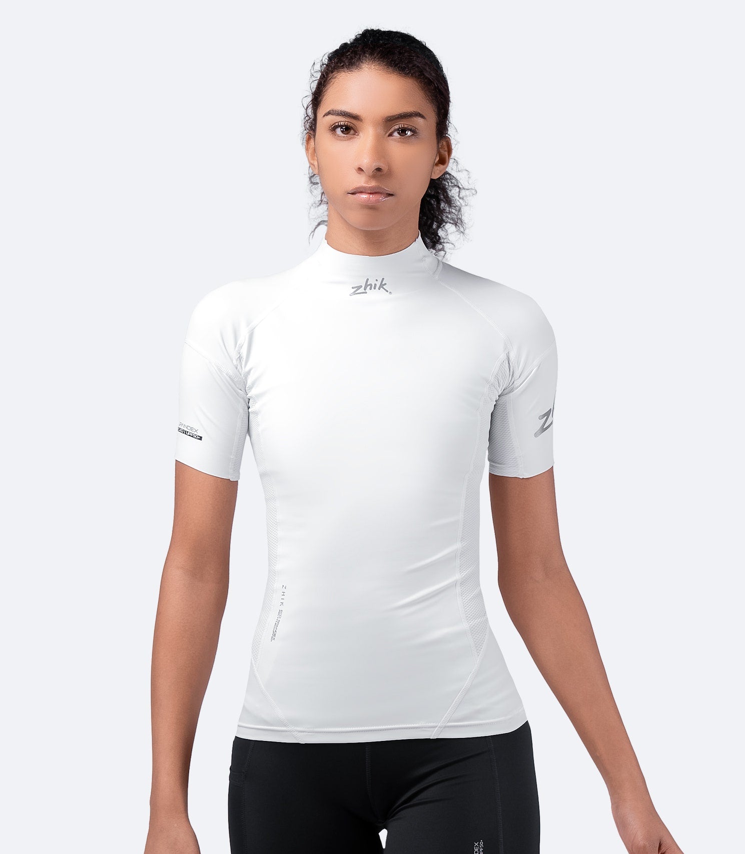 Womens White Eco Spandex Short Sleeve Top-1