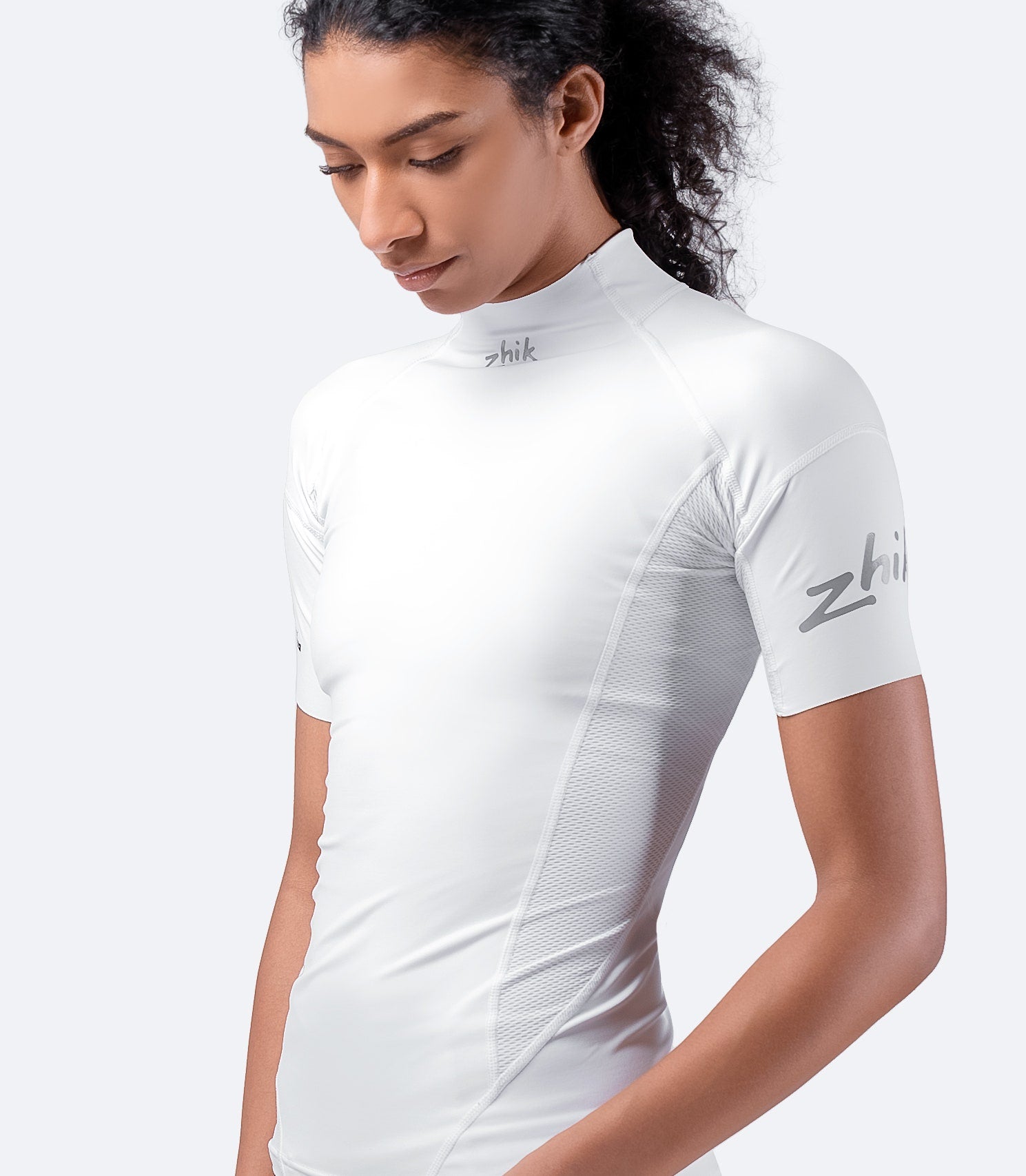 Womens White Eco Spandex Short Sleeve Top-2